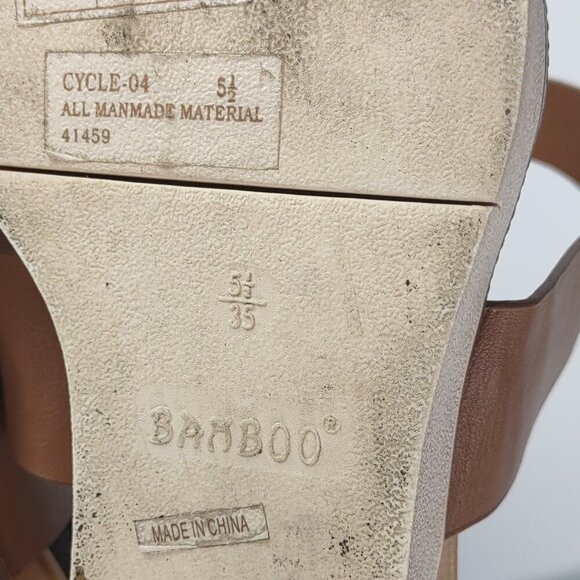Bamboo Cycle-04 Tan Strappy Sandals – Size 5.5 – 2" Heel – All Manmade - Picture 9 of 9